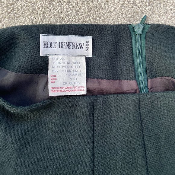 Holt Renfrew dark green straight skirt Size 10 - Picture 3 of 3